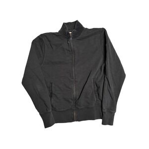 Billy Reid Mens Full Zip Slub Cotton Sweatshirt Jacket Black Charcoal Small